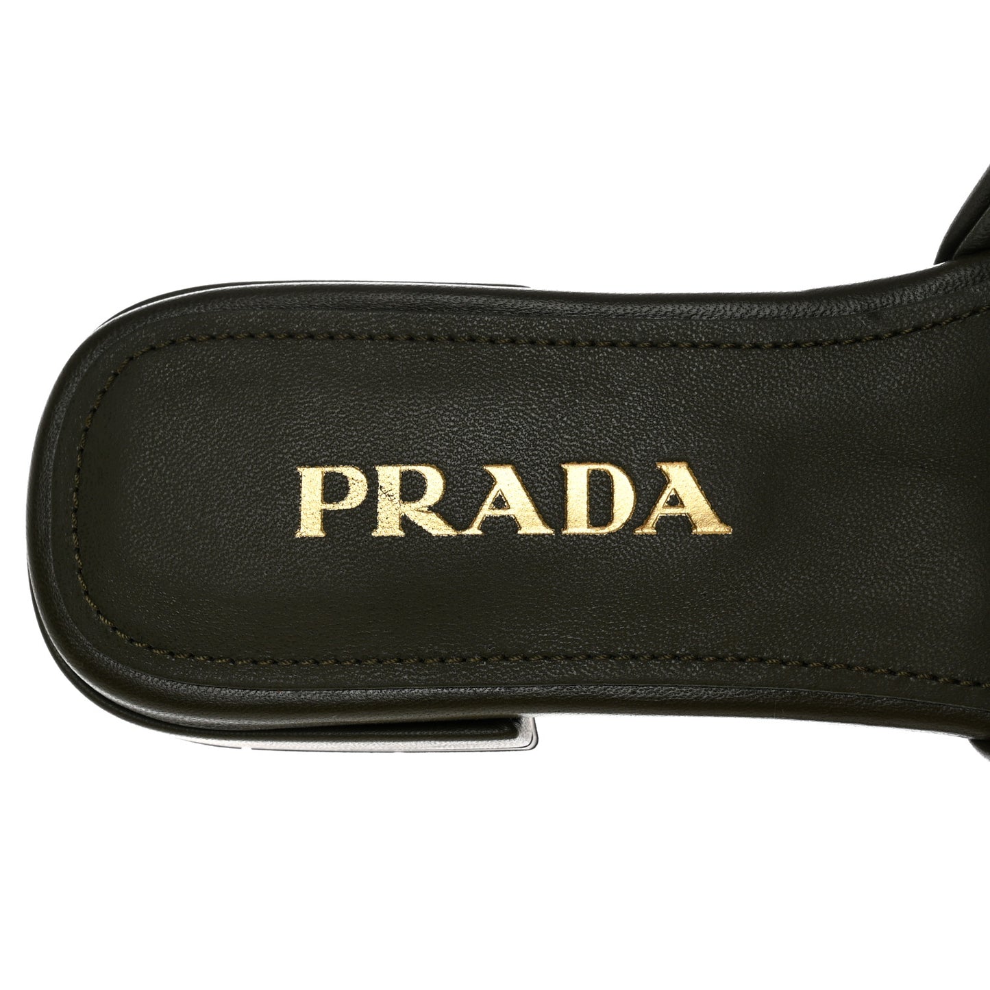 Nappa Logo Quilted 10mm Slide Sandals 36.5 Militare