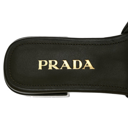 Prada Nappa Logo Quilted 10mm Slide Sandals 36.5 Militare 6 of 8