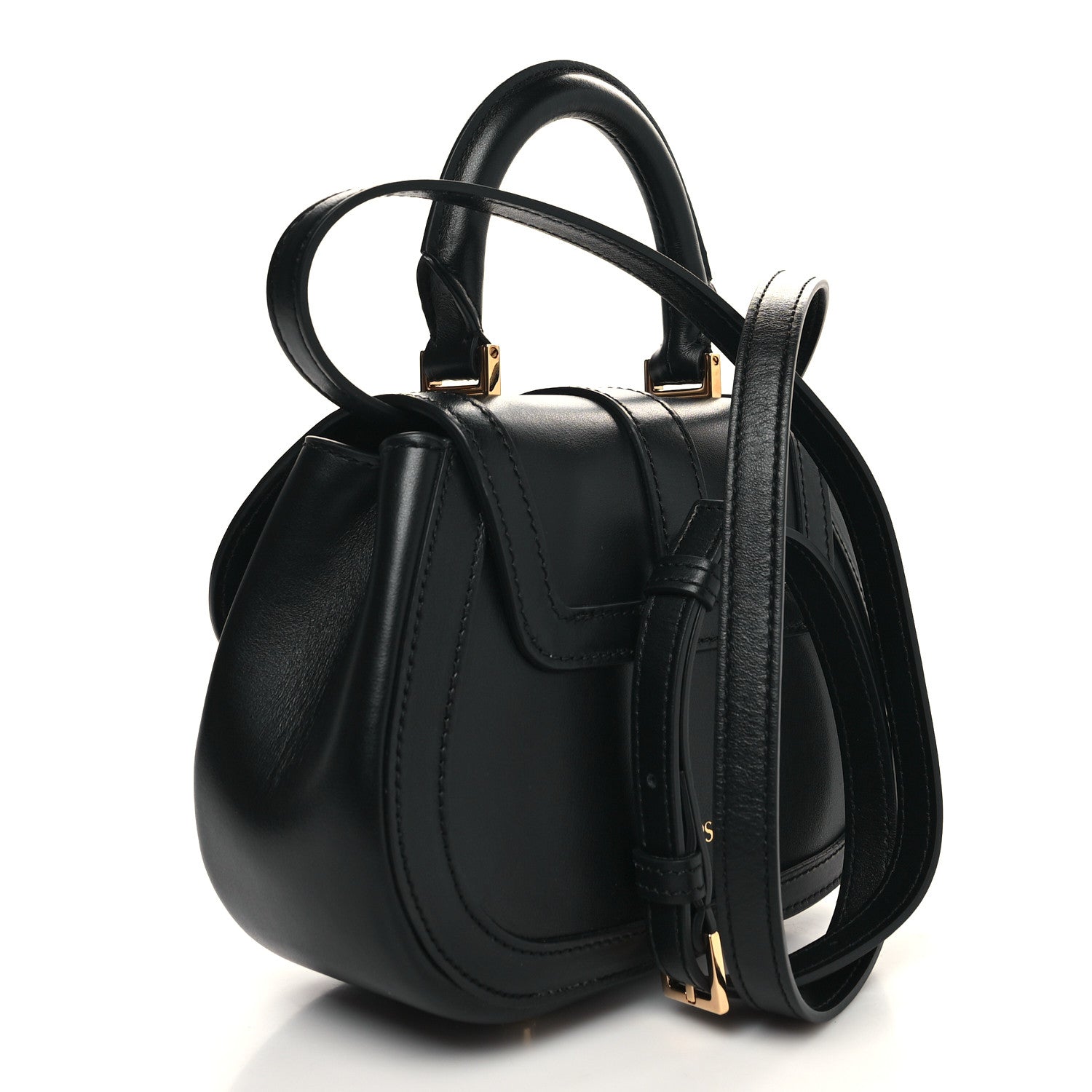 Versace Calfskin Greca Goddess Mini Top Handle Bag Black 3 of 9