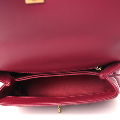 Chanel Aged Calfskin Chevron Quilted Mini Coco Handle Flap Dark Pink 5 of 13