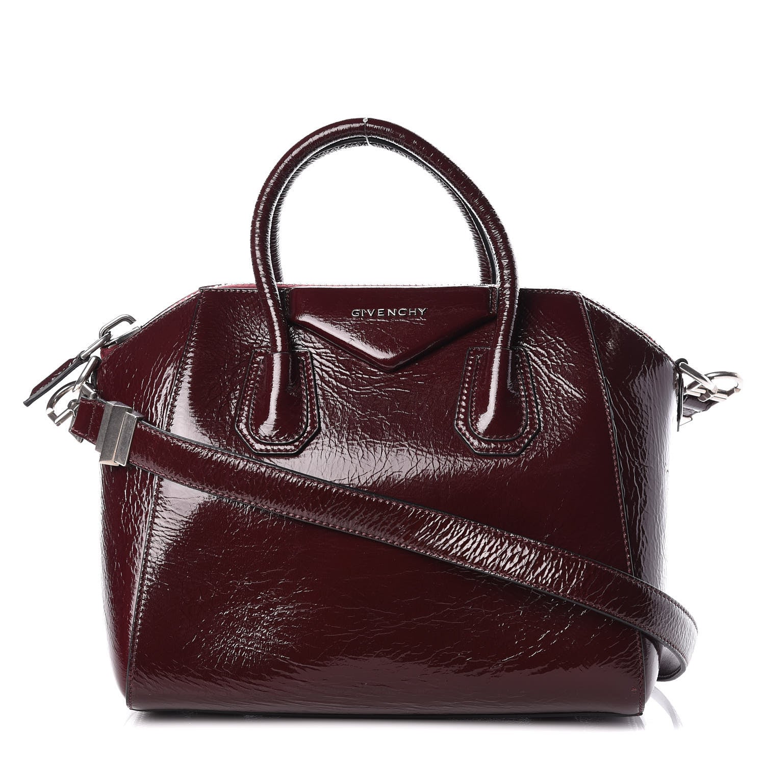 Givenchy Crinkled Patent Calfskin Small Antigona Aubergine 1 of 9