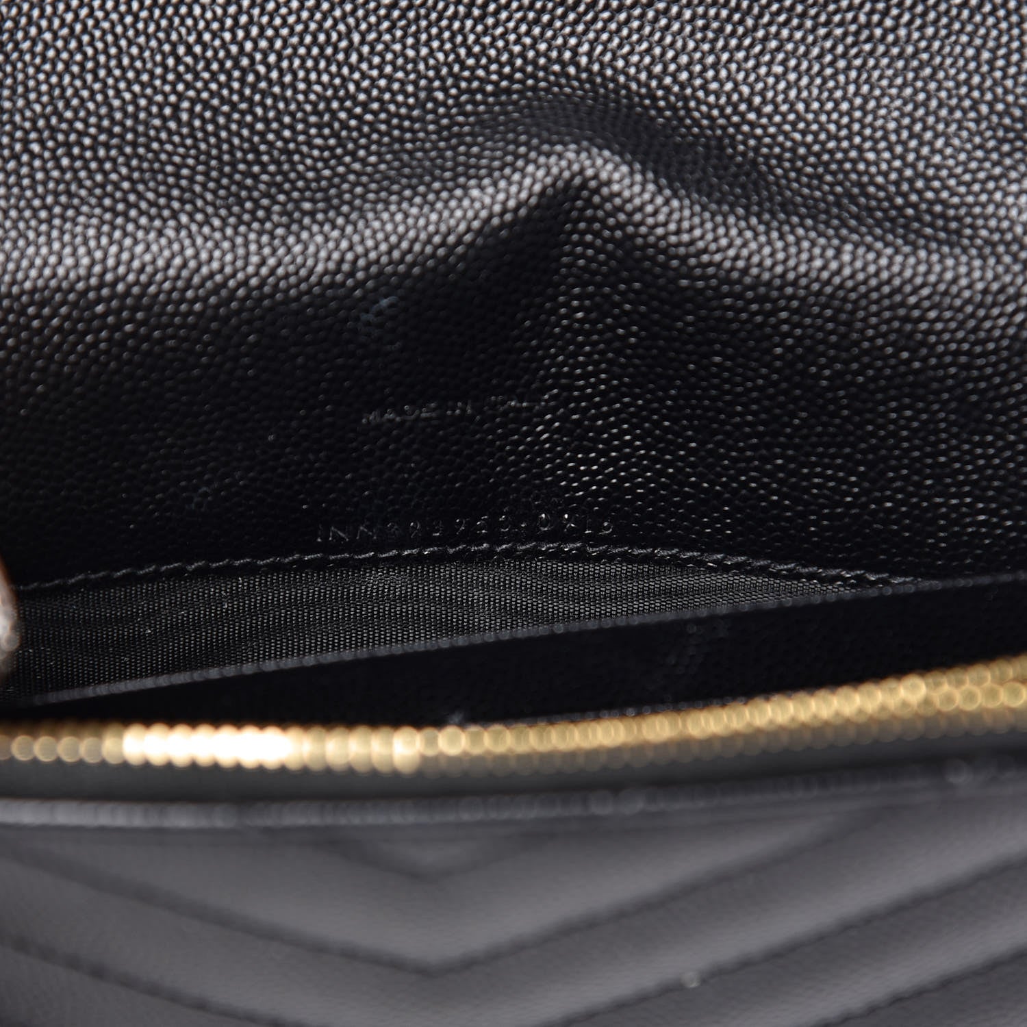 Saint Laurent Grain De Poudre Matelasse Chevron Monogram Envelope Chain Wallet Black 7 of 9