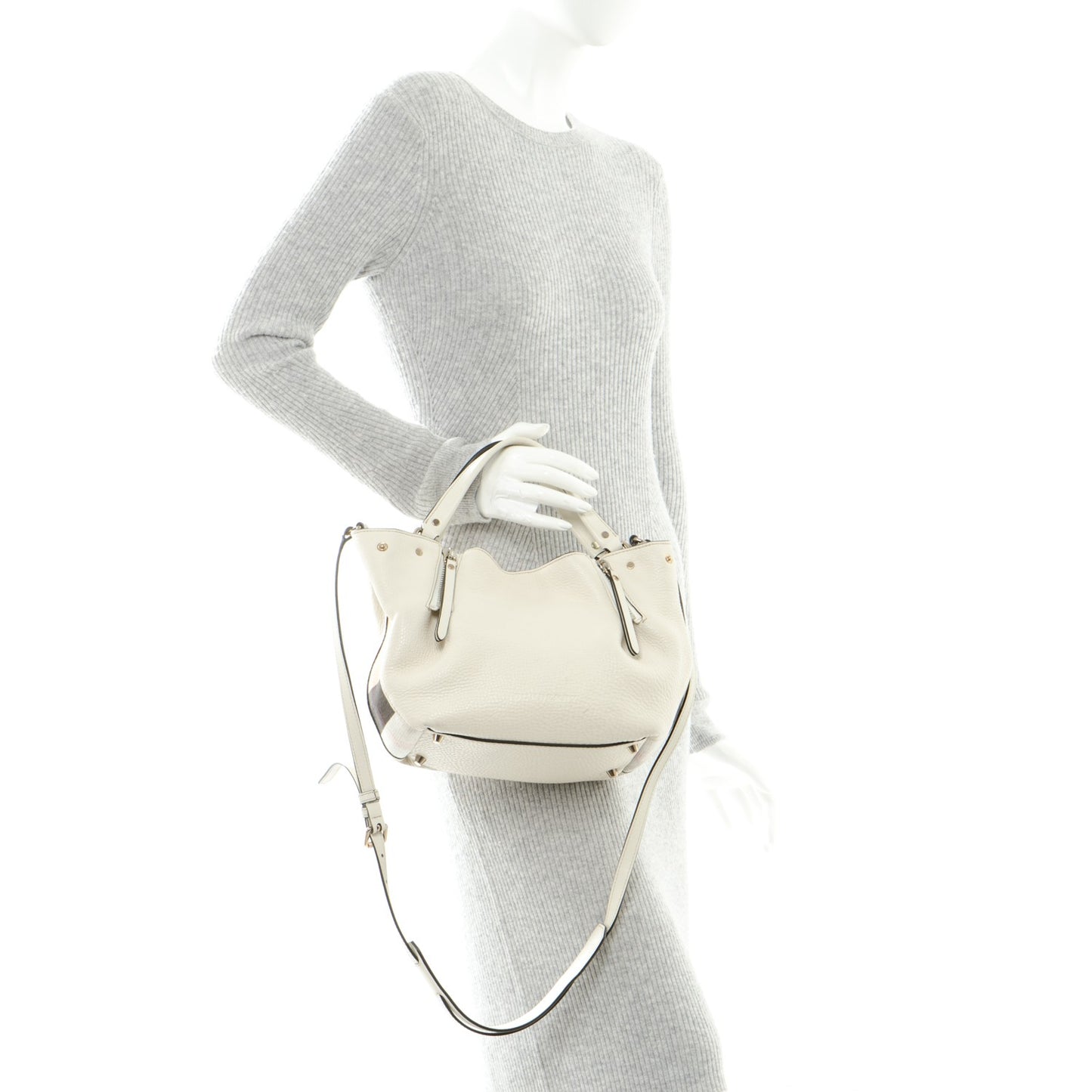 Grainy Calfskin House Check Small Maidstone White