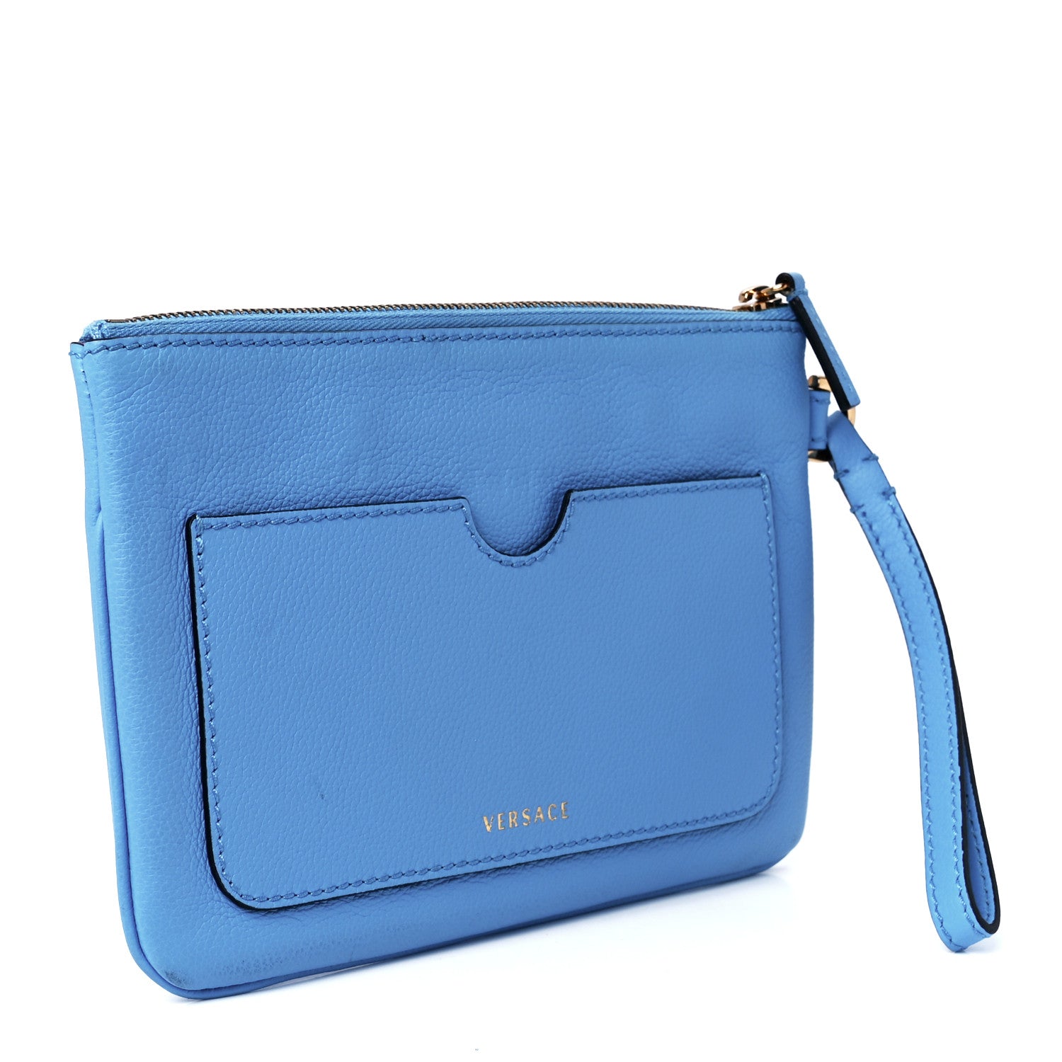 Versace Grained Calfskin La Medusa Pouch Blue 3 of 11