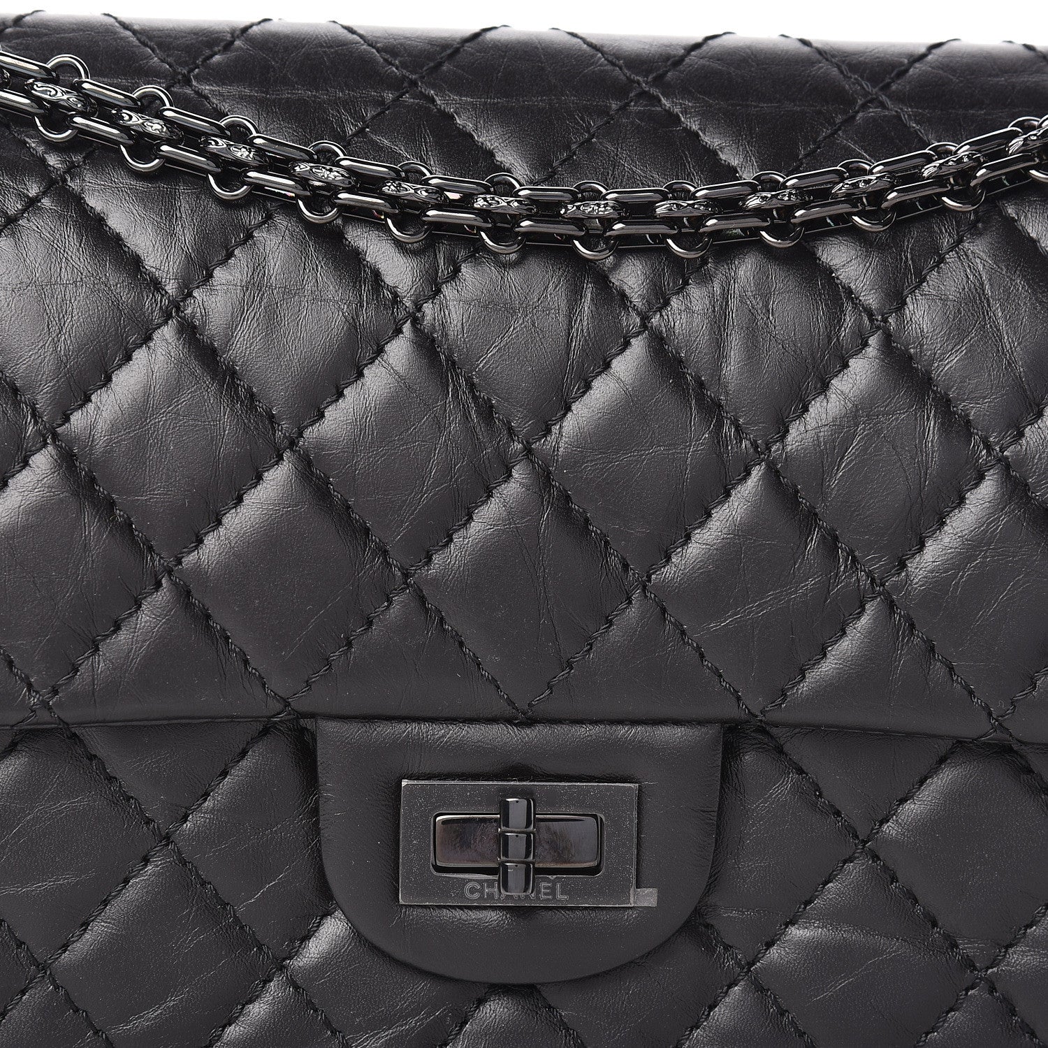 Chanel Aged Calfskin Quilted 2.55 Reissue 225 Flap So Black 8 of 12
