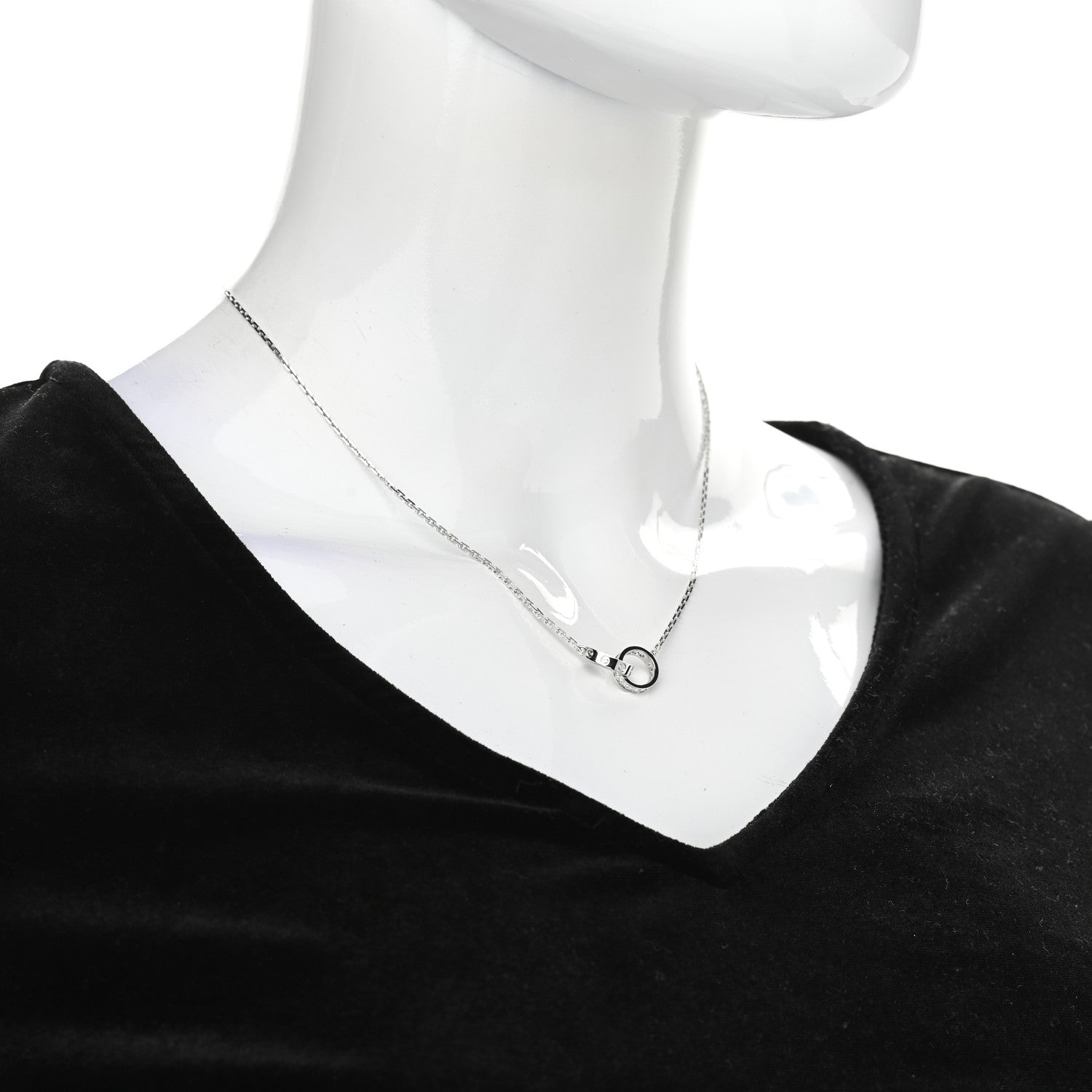Cartier 18K White Gold Diamond Interlocking LOVE Necklace 2 of 6