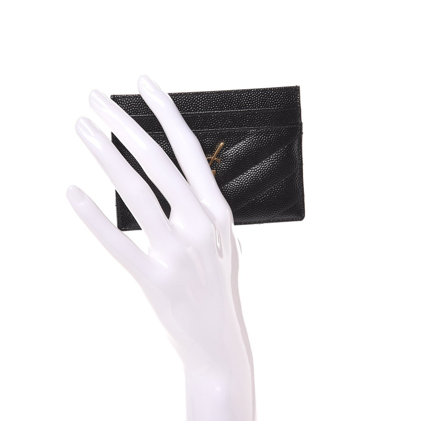 Grain De Poudre Matelasse Chevron Monogram Credit Card Case Black