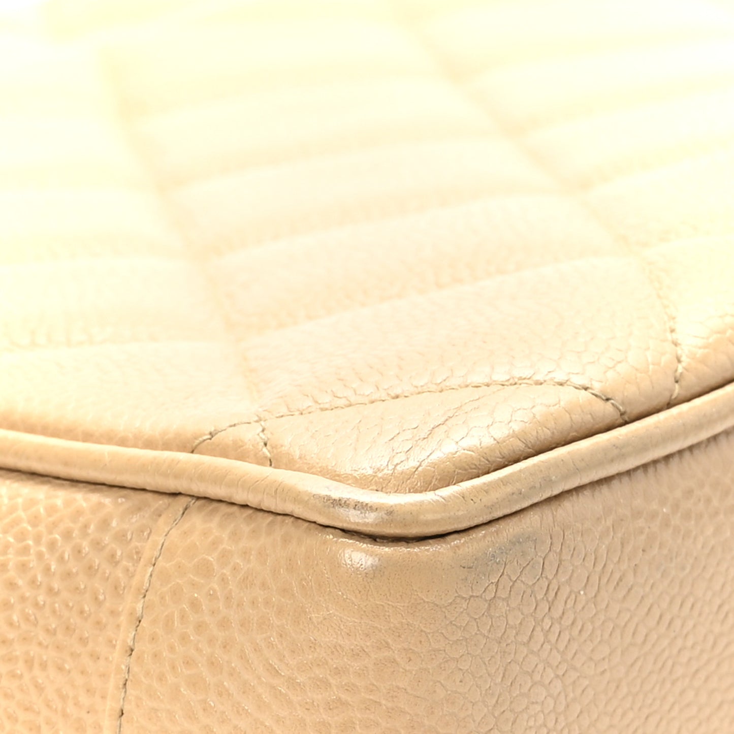 Caviar Quilted Tote Beige