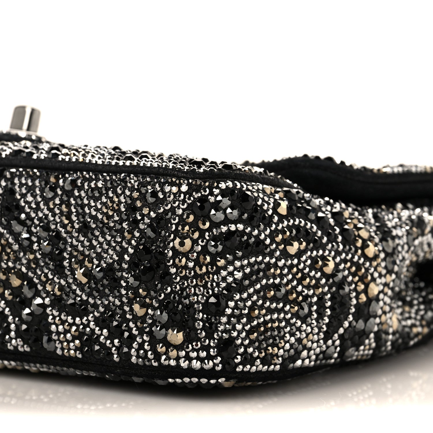 Chanel Suede Crystal Camellia Mini Rectangular Flap Black 8 of 9