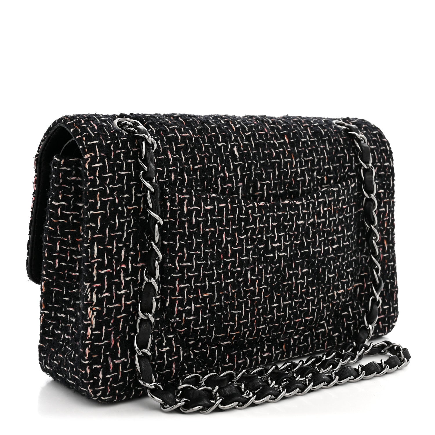Chanel Tweed Quilted Medium Double Flap Black 3 of 11