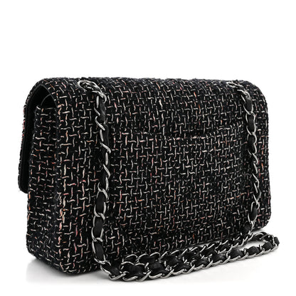 Chanel Tweed Quilted Medium Double Flap Black 3 of 11
