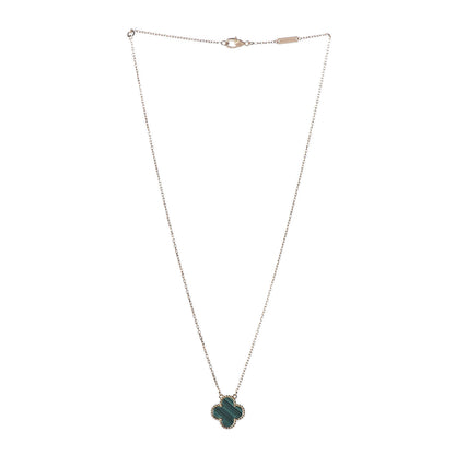 Van Cleef & Arpels 18K Yellow Gold Malachite Vintage Alhambra Pendant Necklace 3 of 7