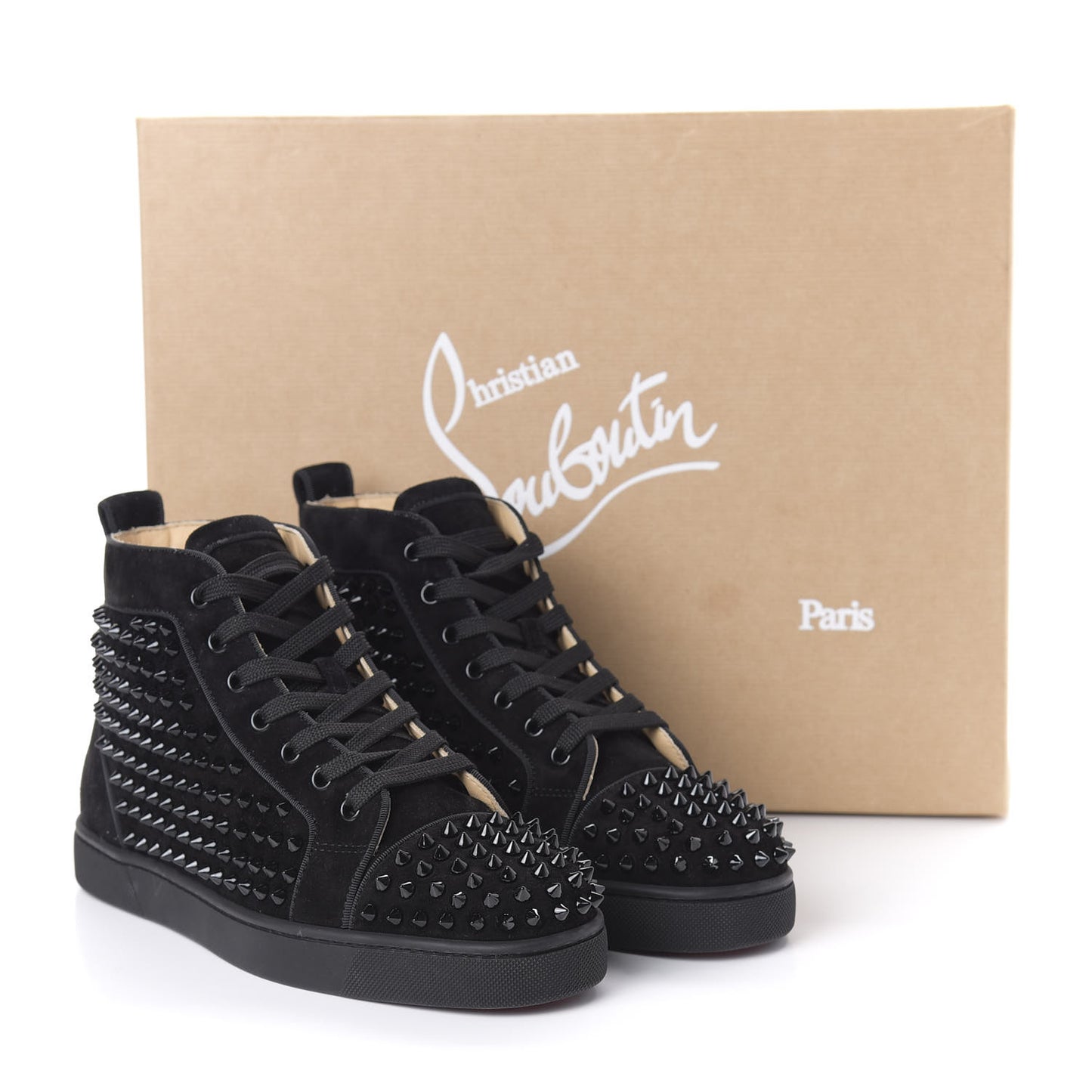 Veau Velours Mens Louis Spikes Flat Sneakers 39.5 Black