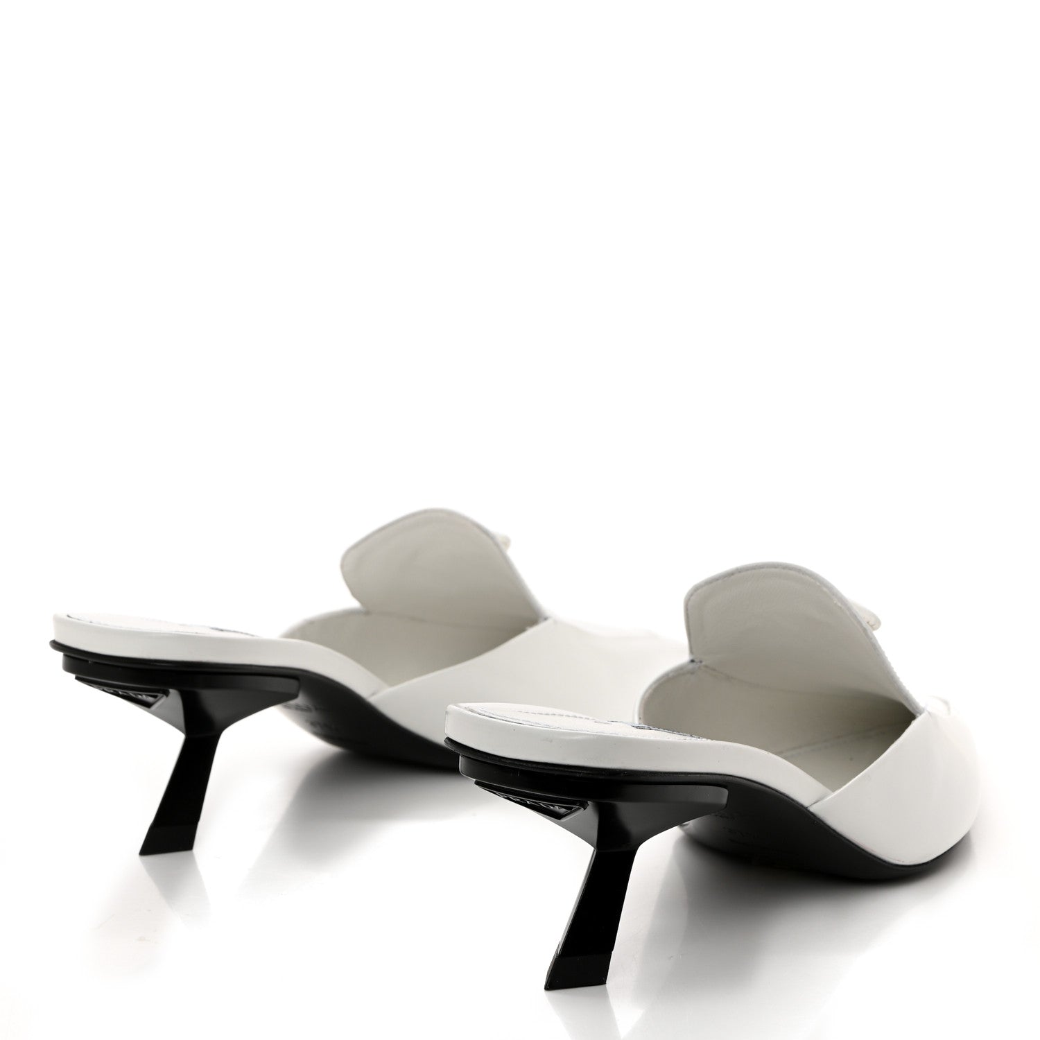 Prada Spazzolato Triangle Logo Pointed Toe 55mm Mules 37.5 White 4 of 9