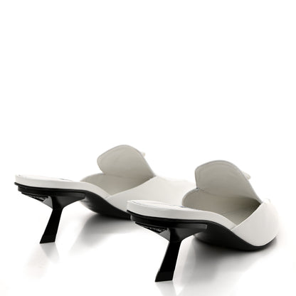 Prada Spazzolato Triangle Logo Pointed Toe 55mm Mules 37.5 White 4 of 9