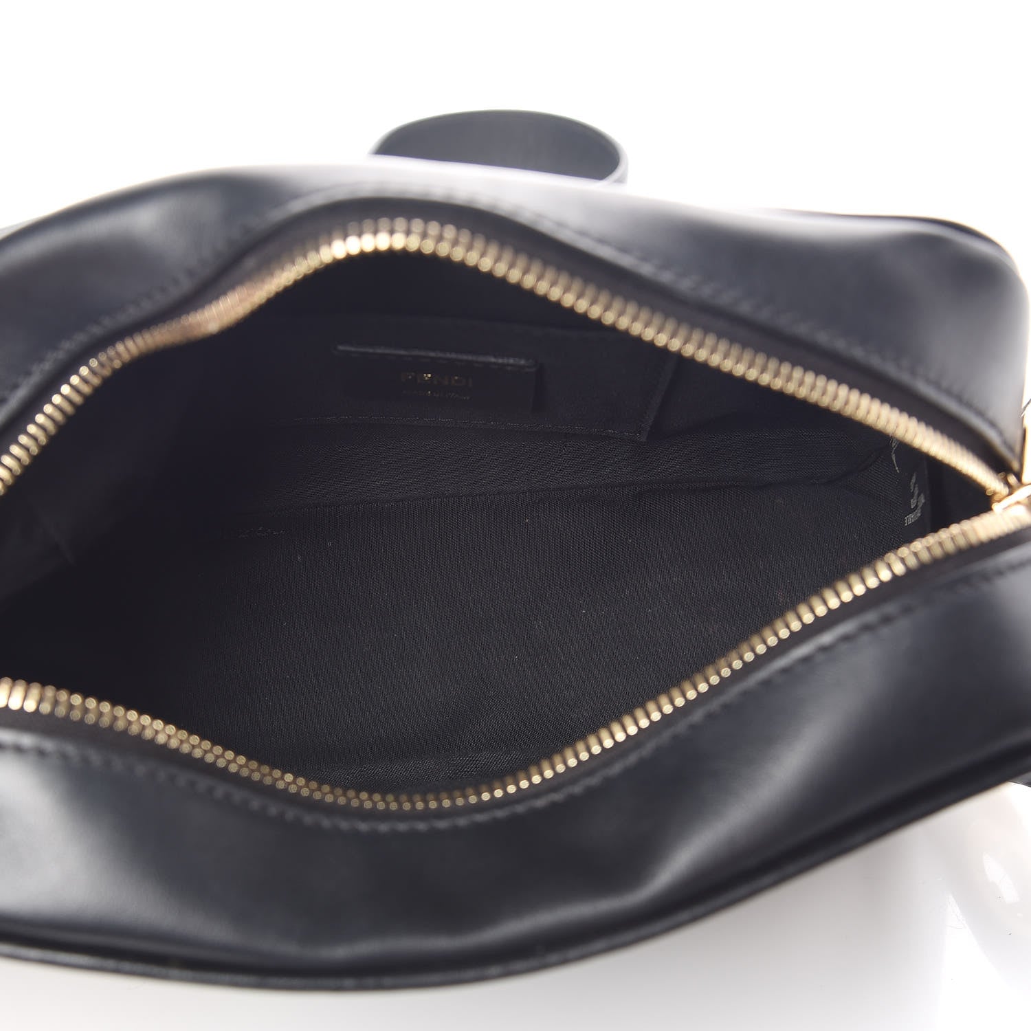 Fendi Glazed Fabric Vitello Century F is Fendi FF 1974 Stamp Patch Camera Case Mogano Panna Black 5 of 10