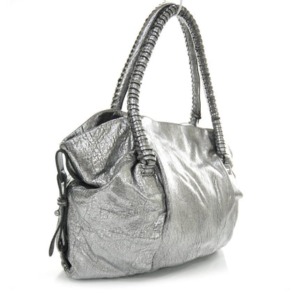 FASHIONPHILE SALVATOREFERRAGAMOLeatherShoulderBagMetallicSilver 2 of 7