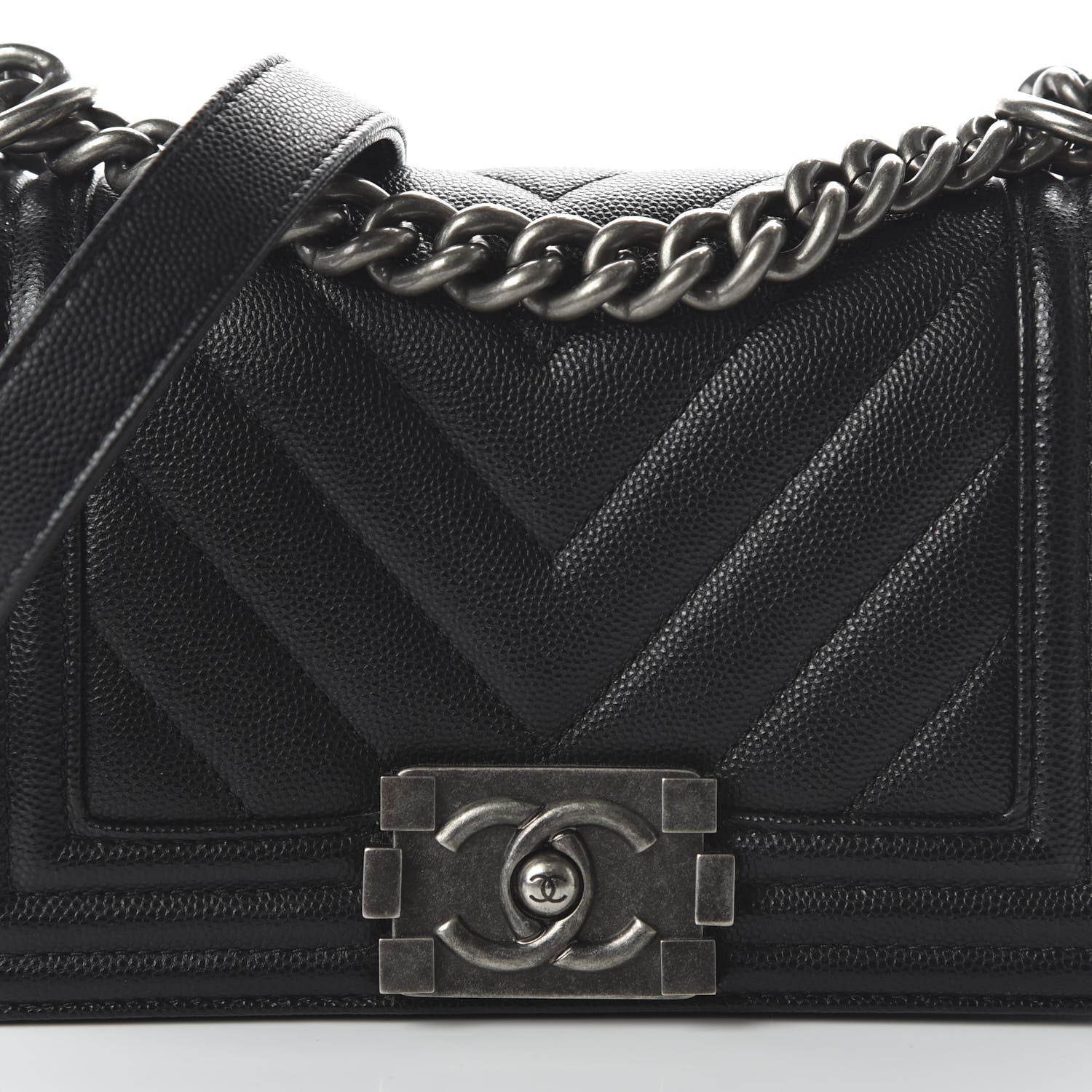Chanel Caviar Chevron Quilted Small Boy Flap Black 10 of 11
