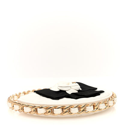 Chanel Lambskin Quilted Round Camellia Mini Clutch White 4 of 8