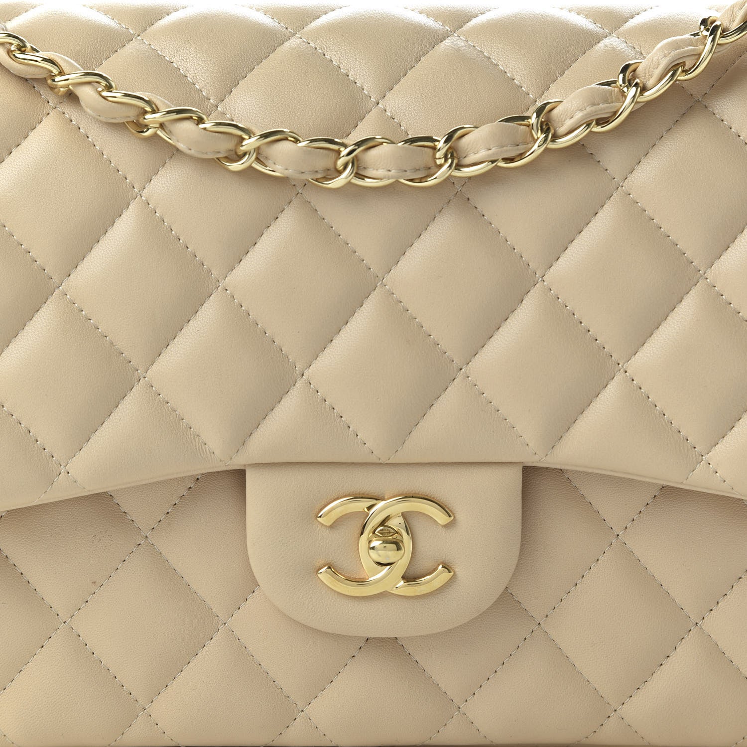 Chanel Lambskin Quilted Jumbo Double Flap Beige Clair 12 of 13