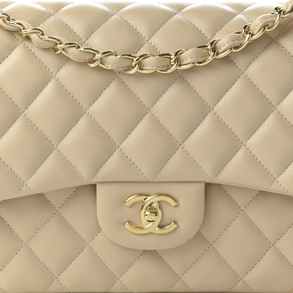Chanel Lambskin Quilted Jumbo Double Flap Beige Clair 12 of 13