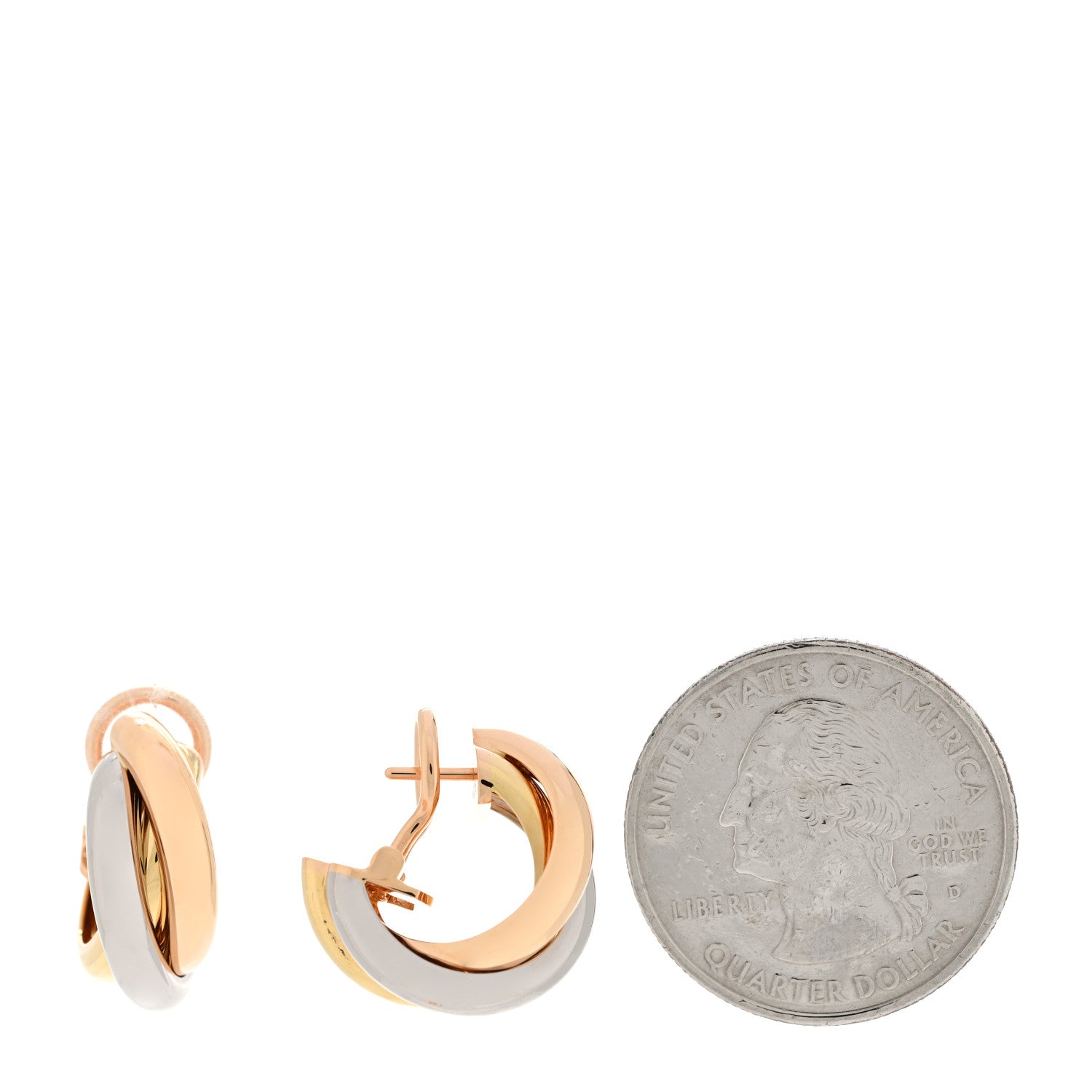 Cartier 18K Pink Yellow White Gold Small Trinity Earrings 2 of 7