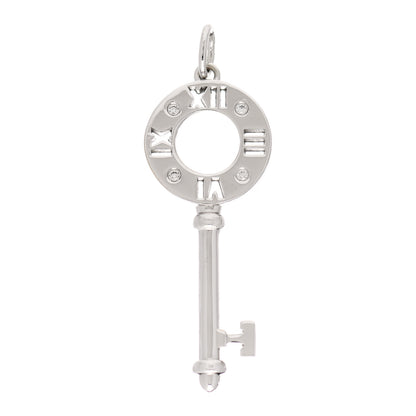 Tiffany 18K White Gold Diamond Atlas Pierced Key Pendant 1 of 3