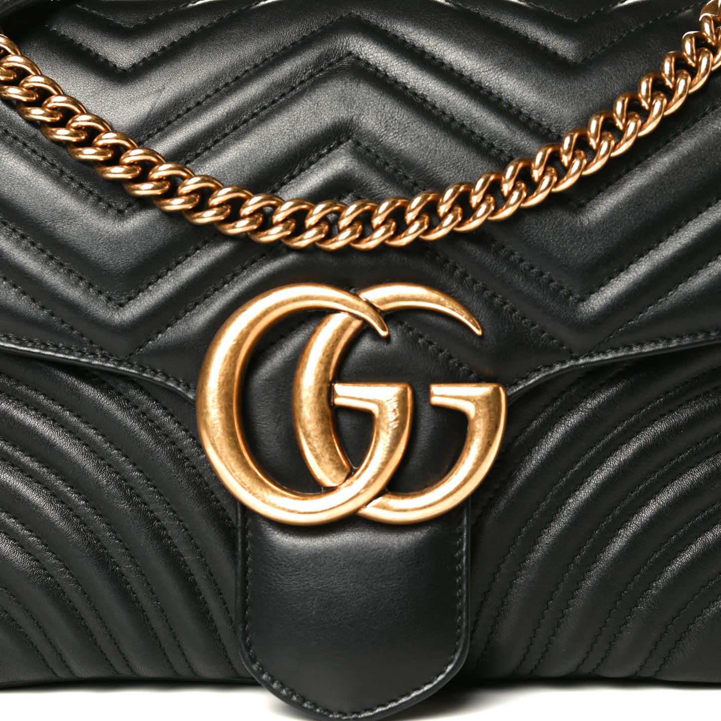 Calfskin Matelasse Medium GG Marmont Shoulder Bag Black