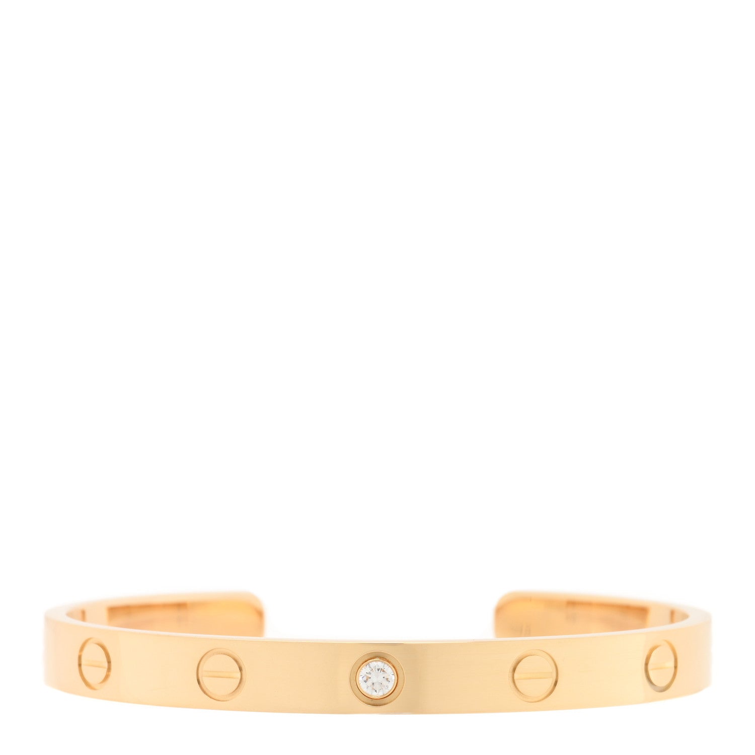 Cartier 18K Yellow Gold 1 Diamond LOVE Cuff Bracelet 16 1 of 4