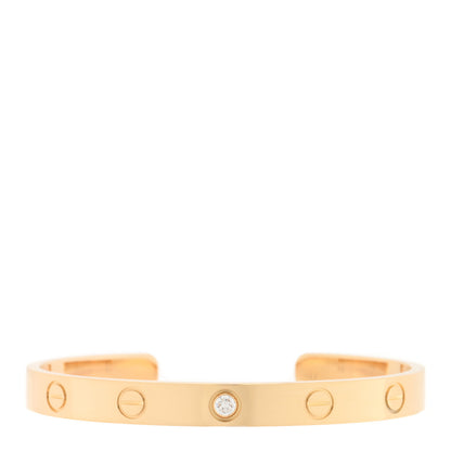 Cartier 18K Yellow Gold 1 Diamond LOVE Cuff Bracelet 16 1 of 4