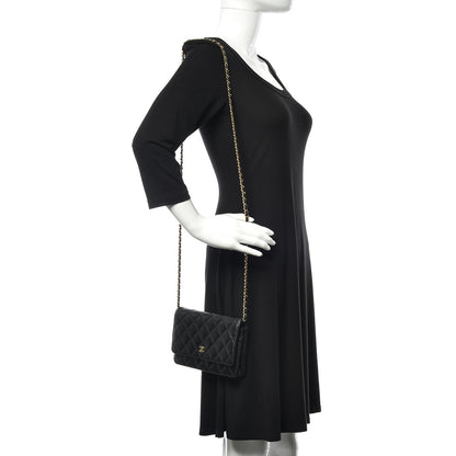 Chanel Lambskin Quilted Wallet On Chain WOC Black 2 of 12