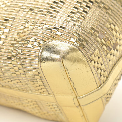 Fendi Canvas Metallic Calfskin Woven FF Roll Tote Gold 11 of 16