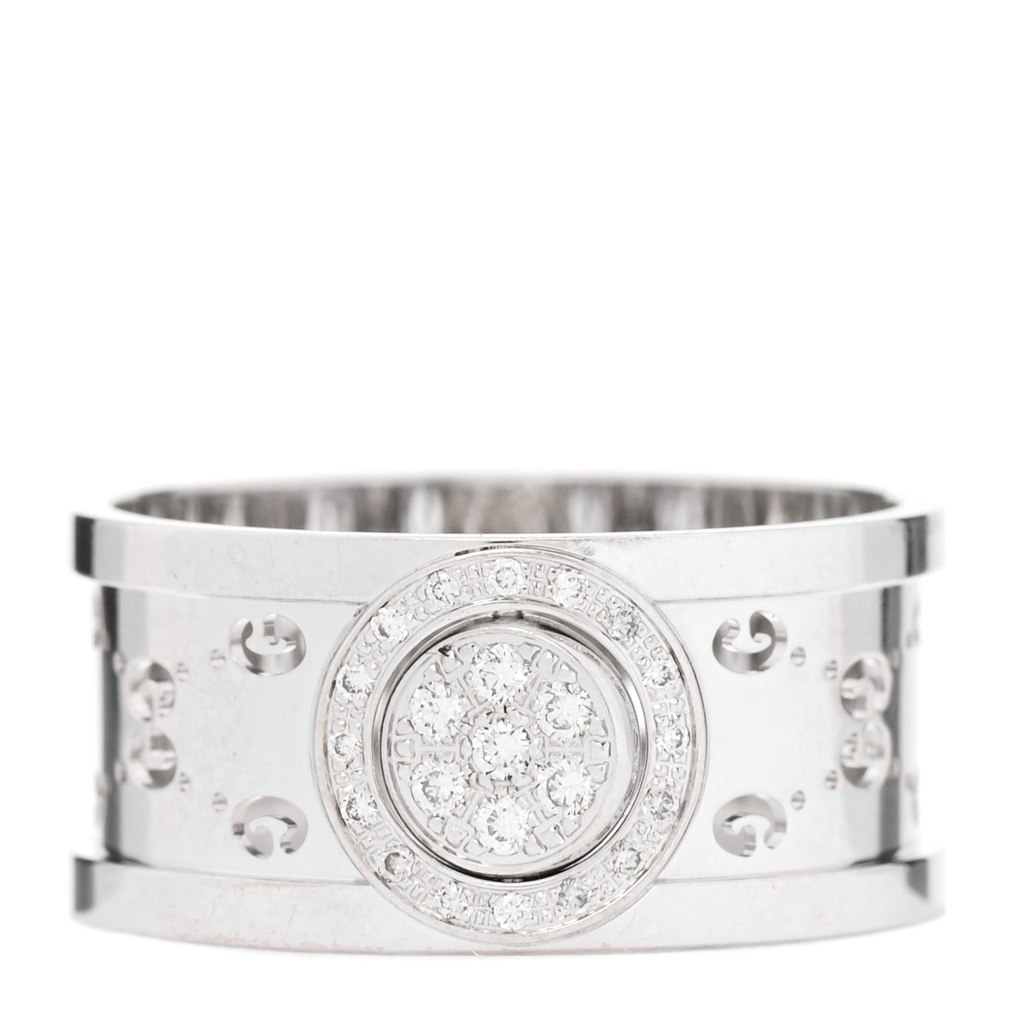 18K White Gold Diamond 10.5mm Icon Twirl Band Ring 63 10.25