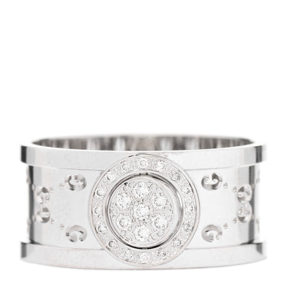 Gucci 18K White Gold Diamond 10.5mm Icon Twirl Band Ring 63 10.25 1 of 5