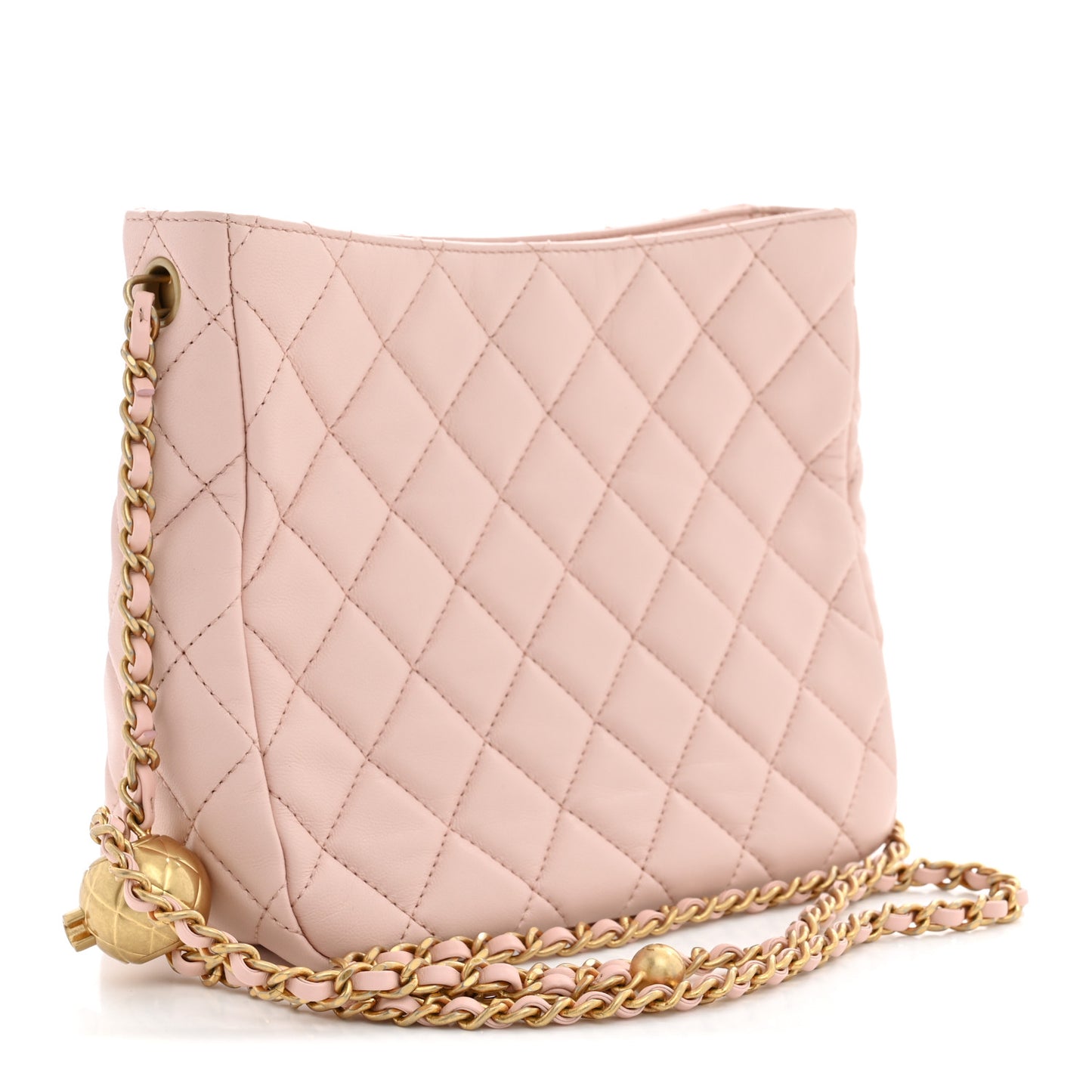 Lambskin Quilted Small Pearl Crush Hobo Light Pink