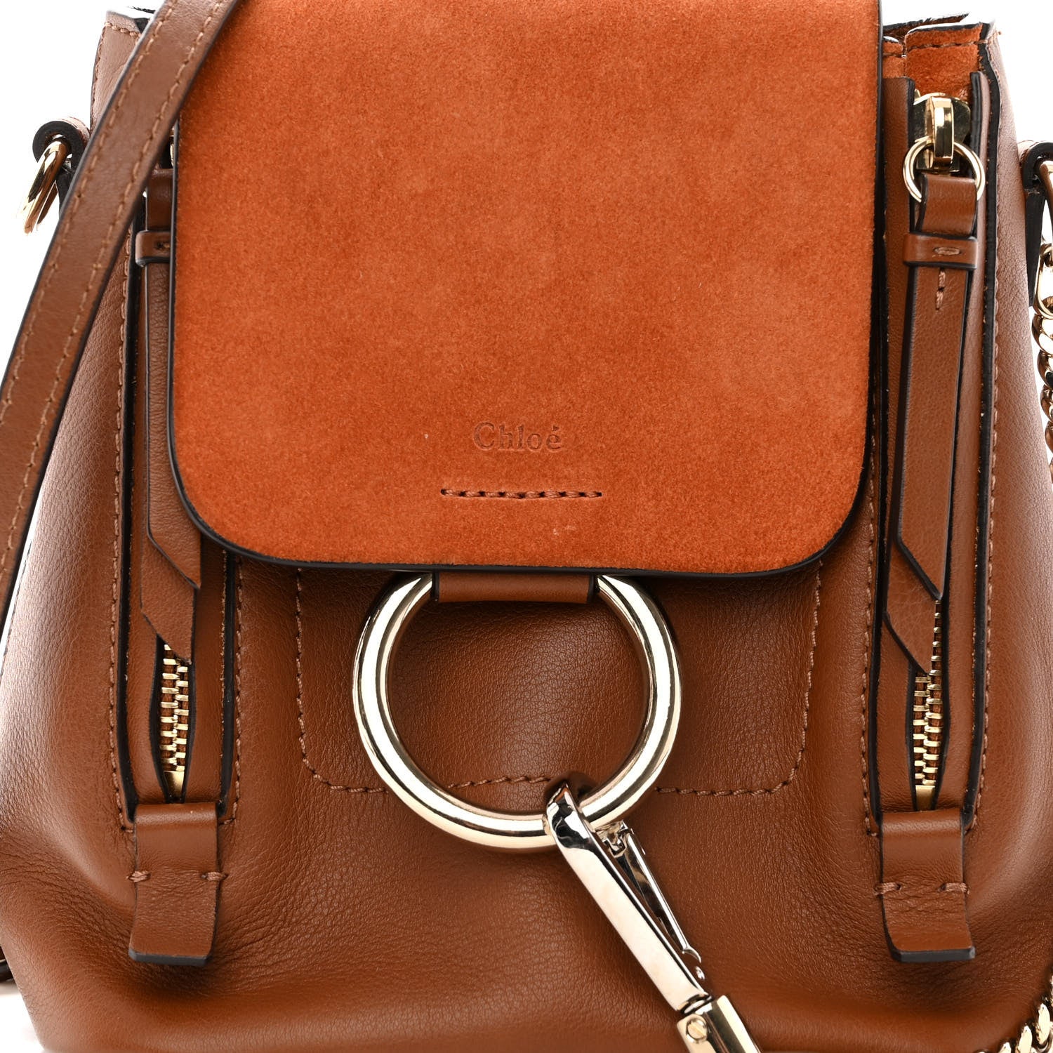 Chloe Suede Calfskin Mini Faye Backpack Tan 6 of 8