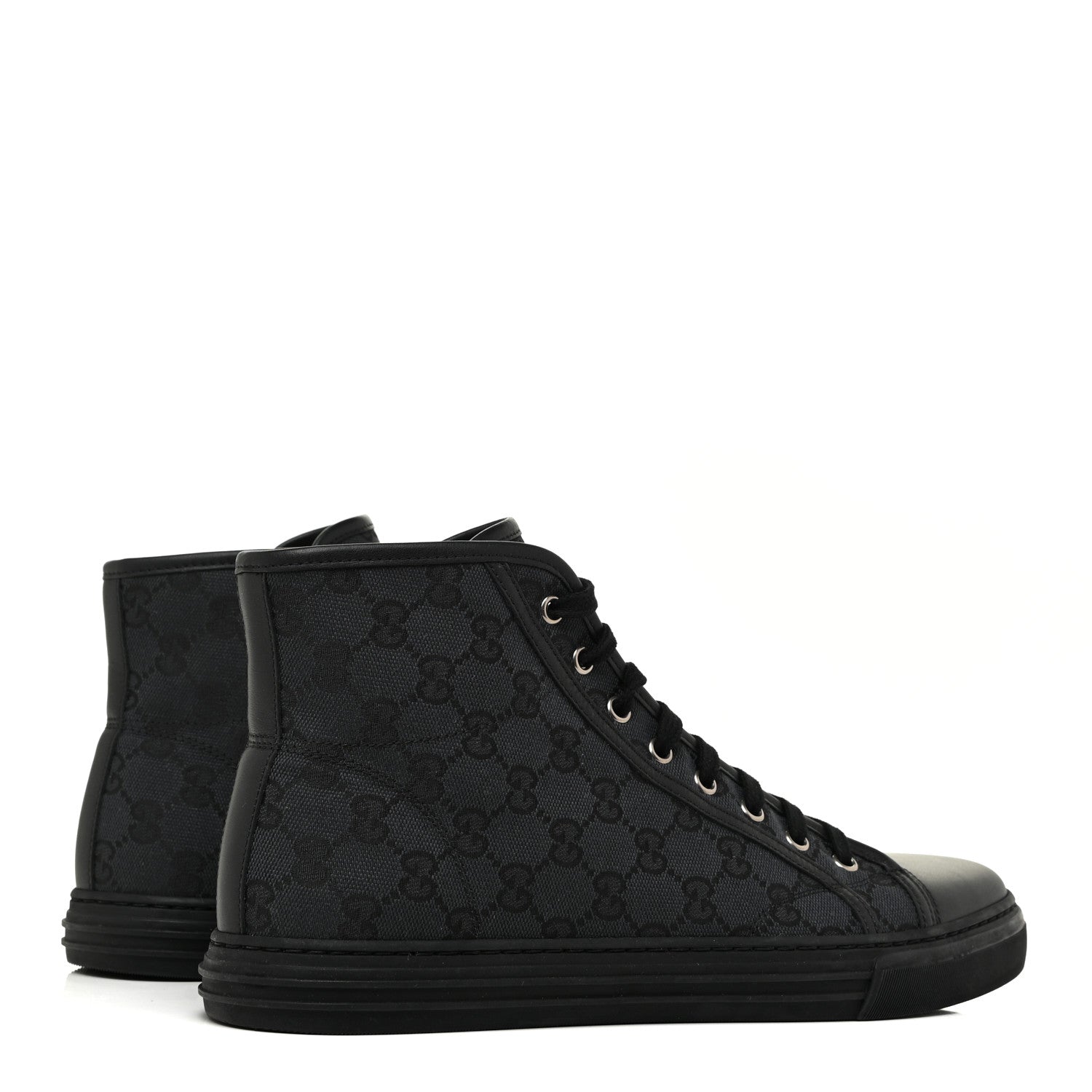 Gucci Monogram Mens High Top Sneakers Black 5 of 10