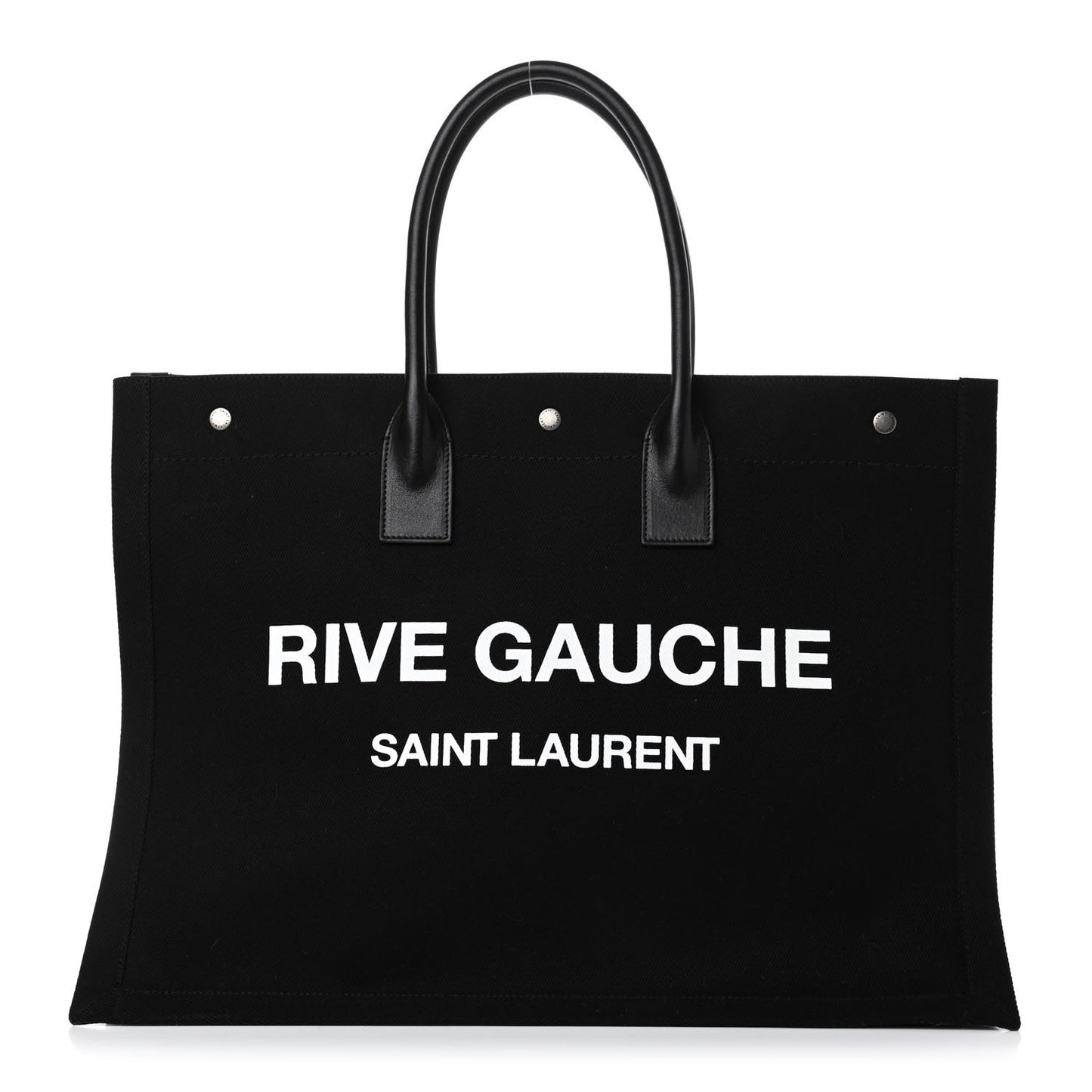Linen Calfskin Rive Gauche Tote Black