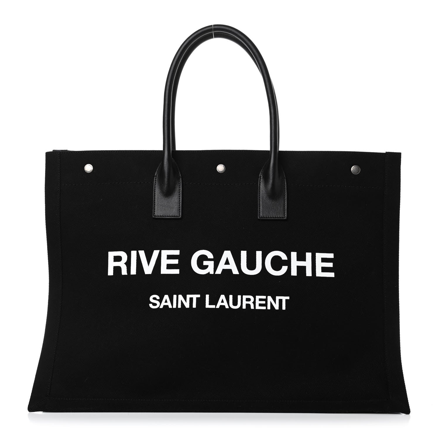 Saint Laurent Linen Calfskin Rive Gauche Tote Black 1 of 4