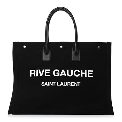 Saint Laurent Linen Calfskin Rive Gauche Tote Black 1 of 4