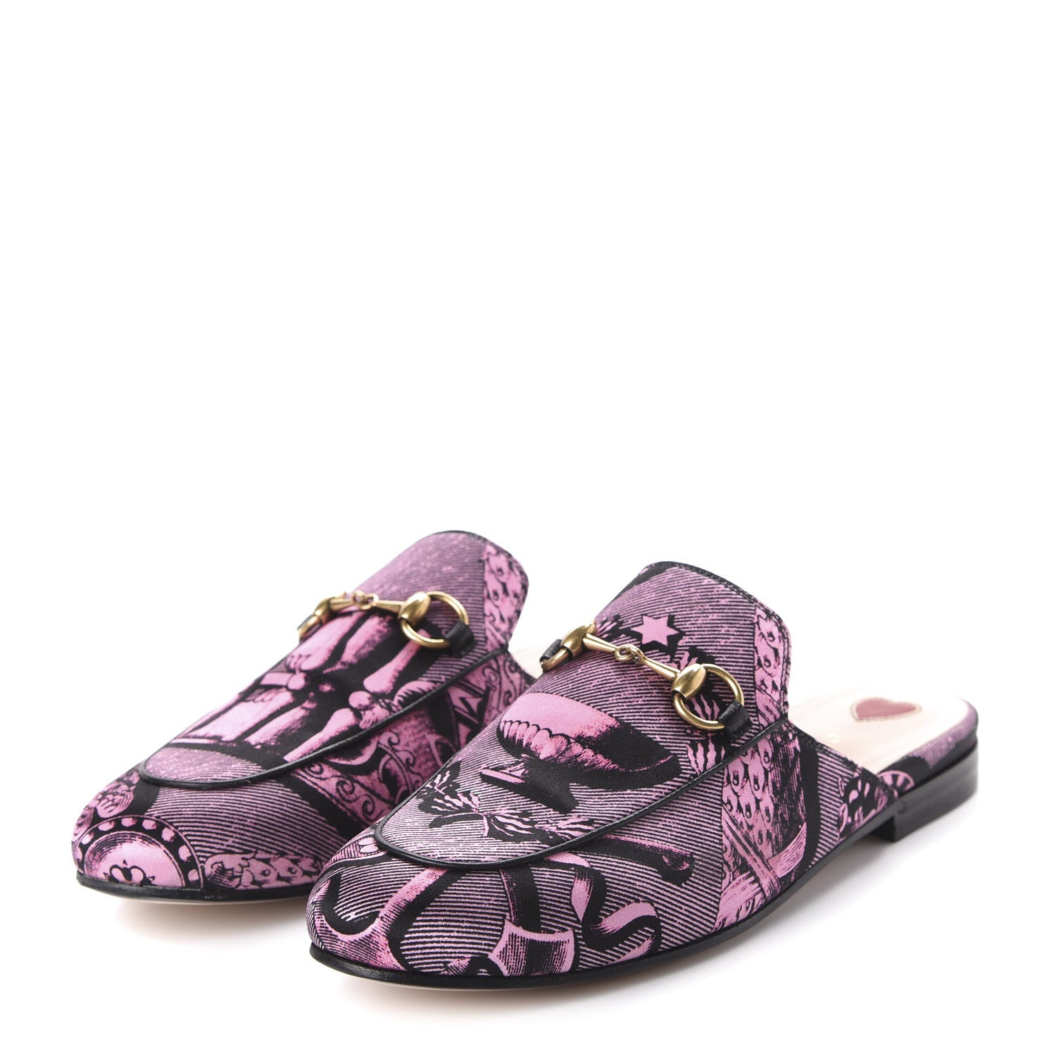 Gucci Silk Satin Saint Romain Womens Princetown Slippers 35.5 Pink Black 3 of 11