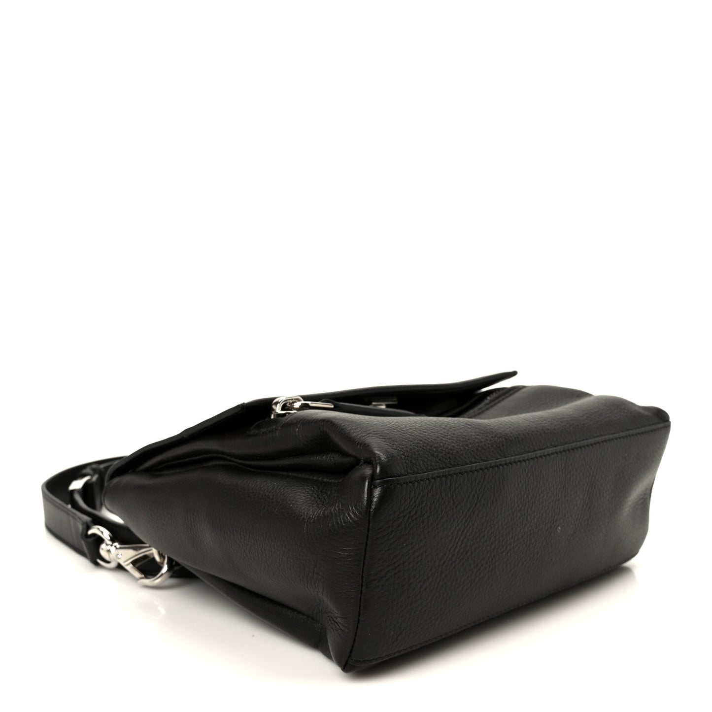 Waxy Grained Calfskin Mini Pandora Pure Flap Bag Black
