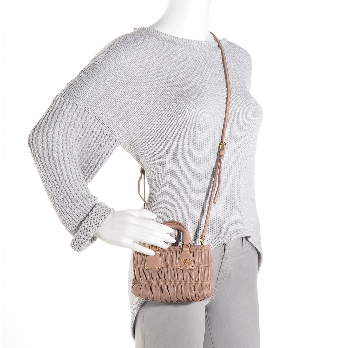 Nappa Gaufre Mini Crossbody Bag Cammeo