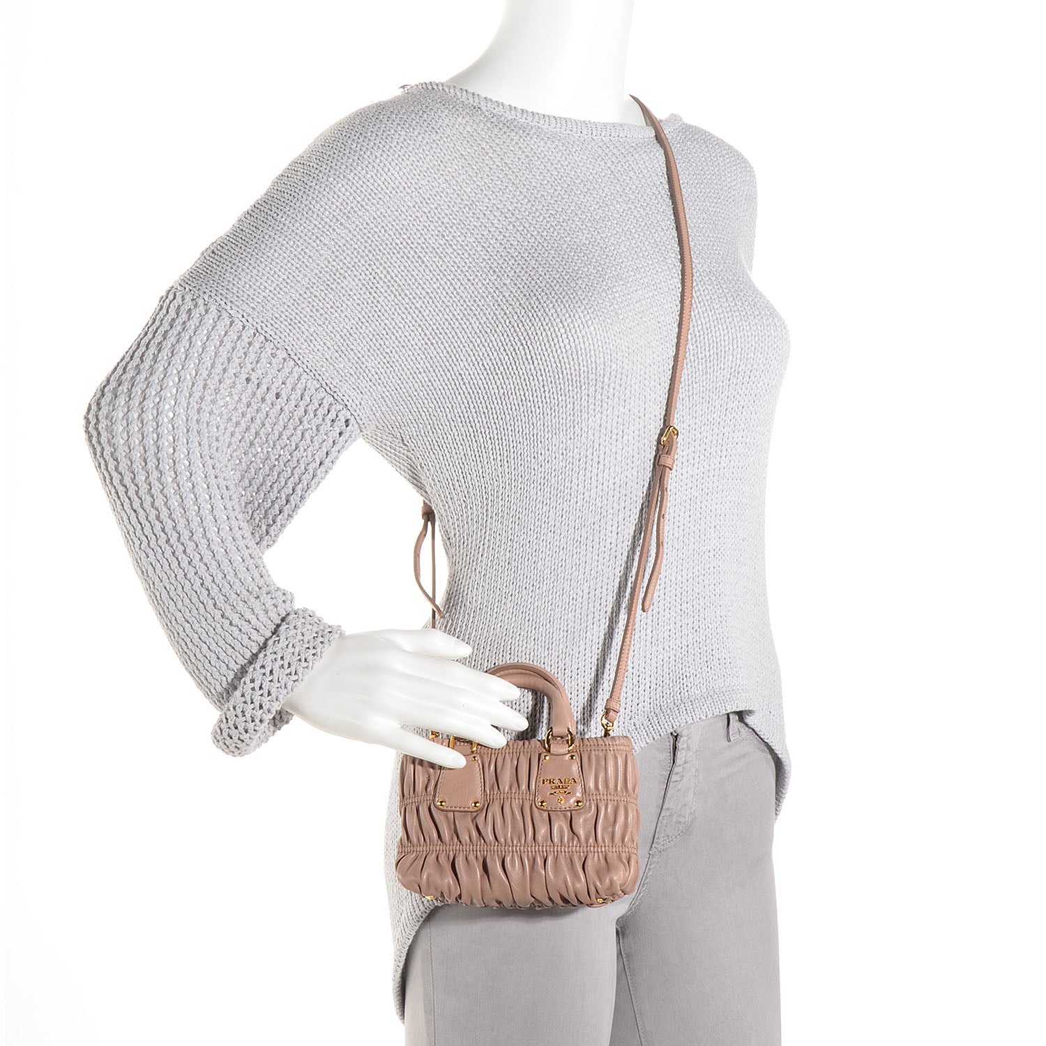 Prada Nappa Gaufre Mini Crossbody Bag Cammeo 2 of 10