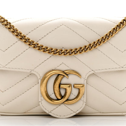 Gucci Calfskin Matelasse Super Mini GG Marmont Shoulder Bag White 8 of 13