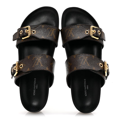 Louis Vuitton Monogram Bom Dia Mule Sandals 36.5 Black 2 of 10