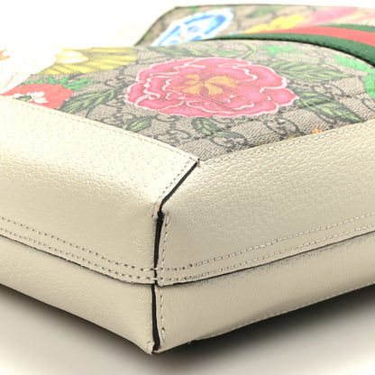 Gucci GG Supreme Monogram Flora Web Ophidia Vertical Shopping Tote White 9 of 10