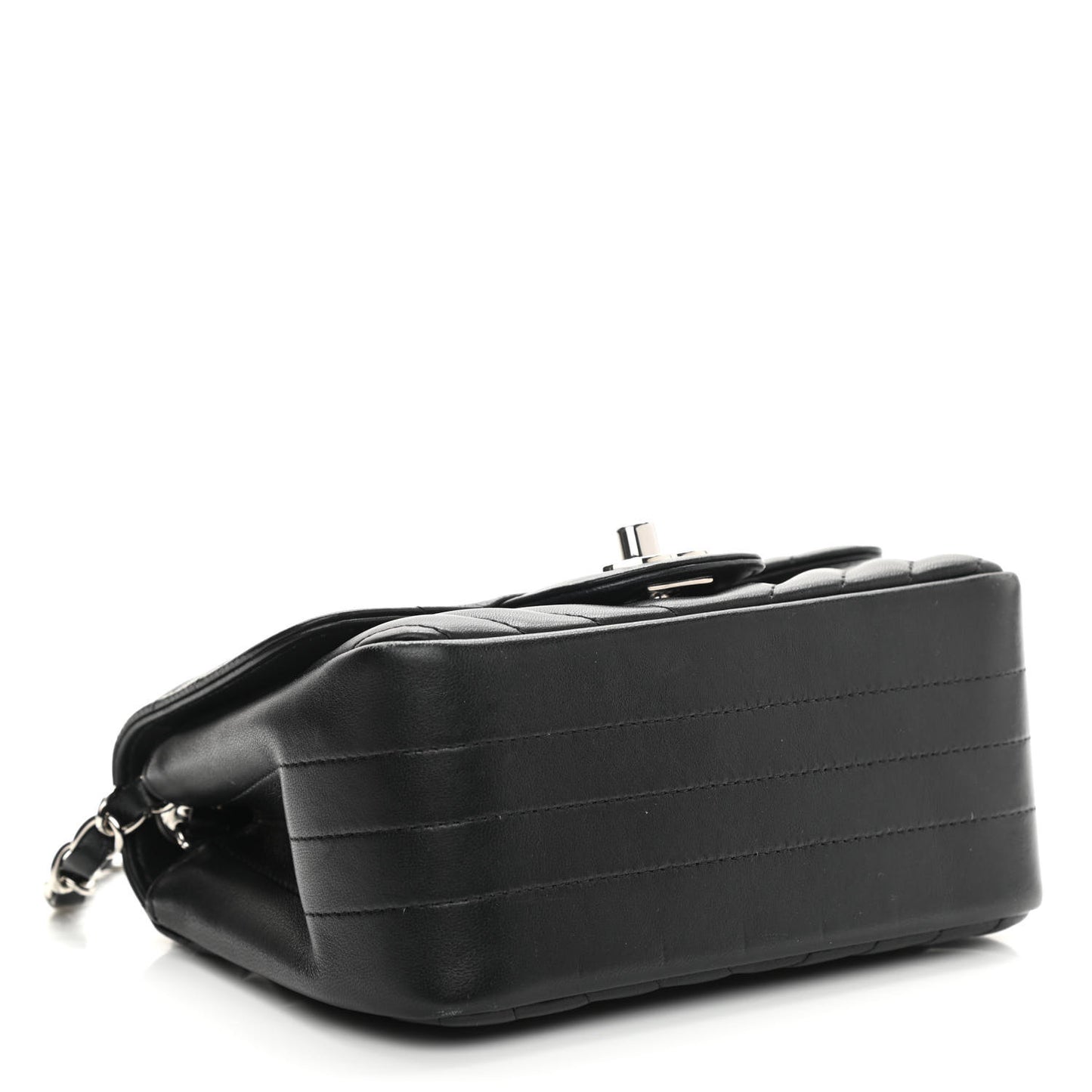 Lambskin Chevron Quilted Mini Square Flap Black