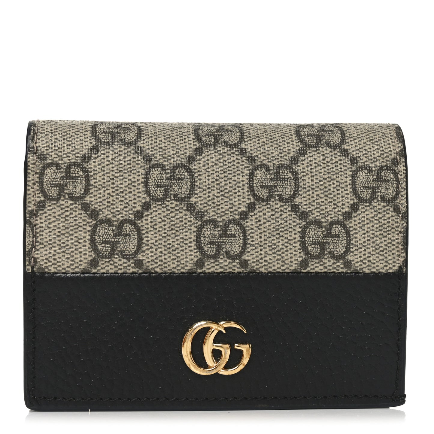 Dollar Calfskin GG Supreme Monogram GG Marmont Card Case Black Beige Ebony