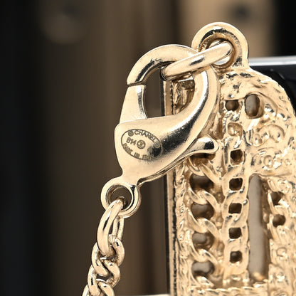 Chanel Resin CC Wide Cuff Black Gold 5 of 6